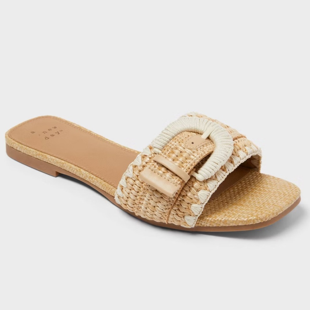 A New Day Women’s Audrey Woven Sandals with Memory Foam Insole Natural